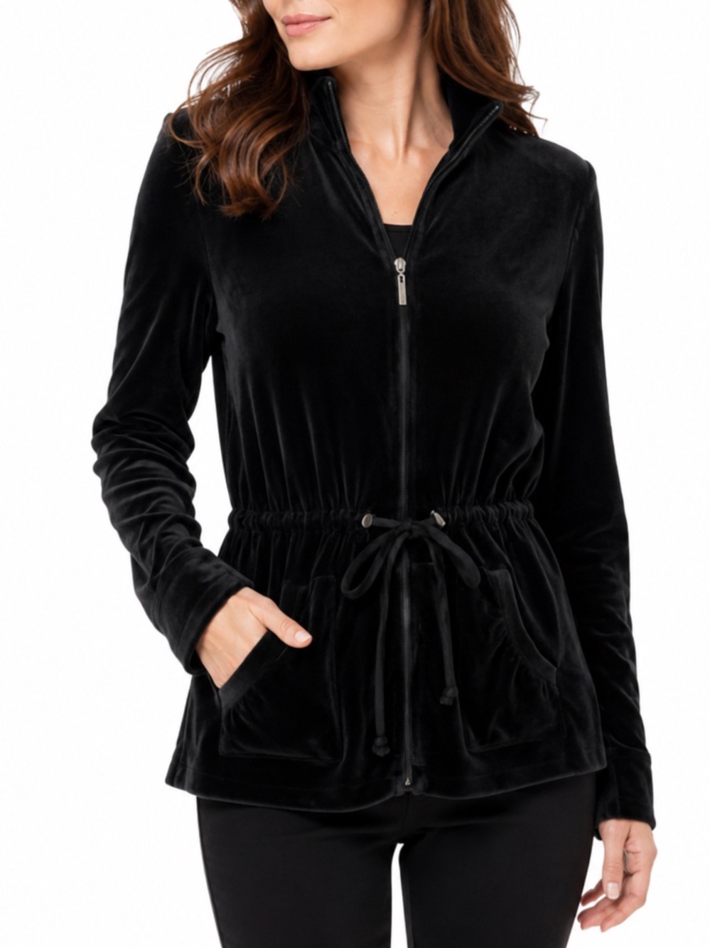 Saks Fifth Avenue Black Y2K Zip Up Jacket Large